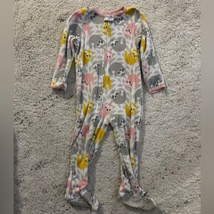 Child of Mine Carter's Fleece Pink and Yellow Sloth Footie Sleeper Size 3T